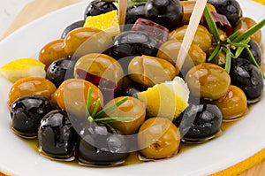 Spanish Cuisine. Marinated olives.