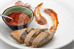 Spanish cuisine. Mojo Picon Sauce from the Canary Islands. photo