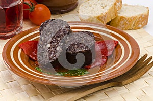 Spanish Cuisine. Morcilla de Burgos. Black Pudding. photo