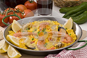 Spanish Cuisine. Paella. Spanish rice.