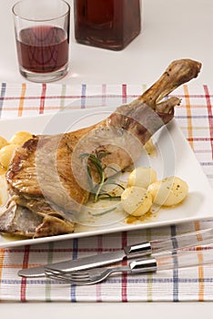 Spanish cuisine. Roasted lamb. photo