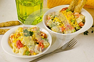 Spanish Cuisine. Russian salad or Olivier Salad.Ensaladilla rusa