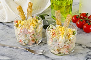 Spanish Cuisine. Russian salad or Olivier Salad.Ensaladilla rusa