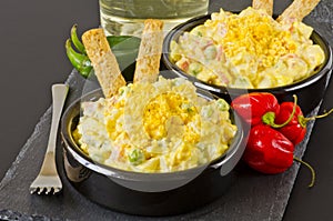 Spanish Cuisine. Russian salad or Olivier Salad.Ensaladilla rusa