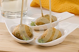 Spanish cuisine. Salt cod fritters.