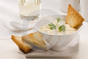 Spanish Cuisine. Salt cod with mashed potatoes.