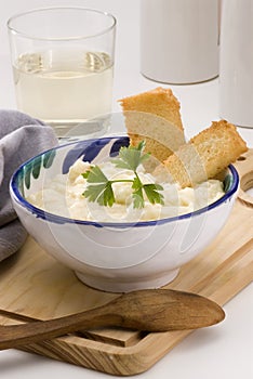 Spanish Cuisine. Salt cod with mashed potatoes.