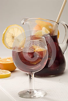 Spanish cuisine. Sangria. Red wine punch.