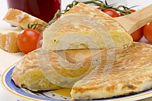 Spanish Cuisine. Spanish Omelette. Tortilla de patatas. photo