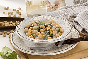 Spanish Cuisine. Spinachs with chickpeas.