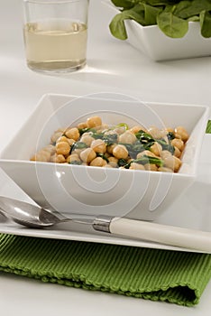 Spanish Cuisine. Spinachs with chickpeas. photo