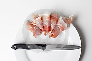 Spanish curated ham and a knife