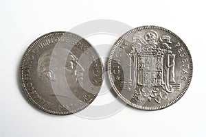 Spanish currency, Francisco Franco, cinco pesetas 1949