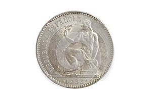 Spanish currency, una peseta, Republica EspaÃ±ola 1933
