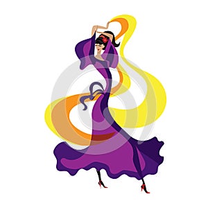 Spanish dancer in a purple dress