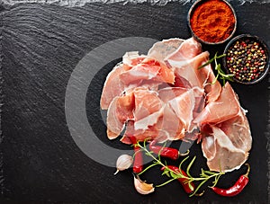 Spanish dry cured ham, jamon curado photo