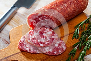 Spanish dry cured pork sausage Salchichon