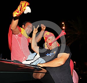 Spanish fans celebrating football world champion