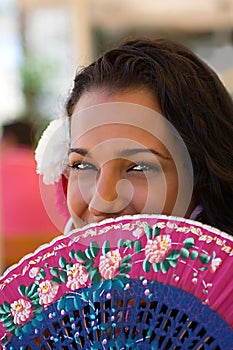 Spanish Female with Fan at Feria photo