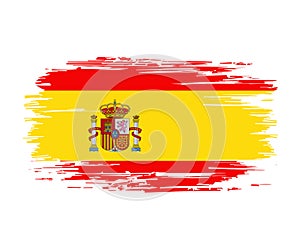 Spanish flag brush grunge background. Vector illustration.