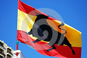 Spanish flag with bull.