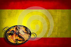 Spanish flag with paella