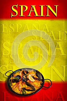 Spanish flag with paella