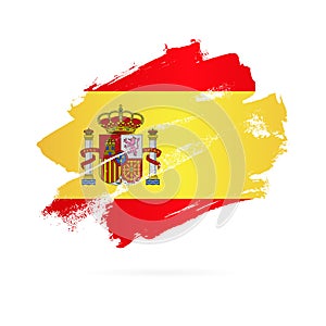 Spanish flag. Vector illustration on white background. Brush strokes