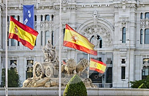 Spanish flags at half mast in Cibeles