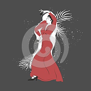 Spanish flamenco dance performer with castanets vector illustration sketch.