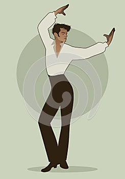 Spanish Flamenco dancer man. Vector Illustration