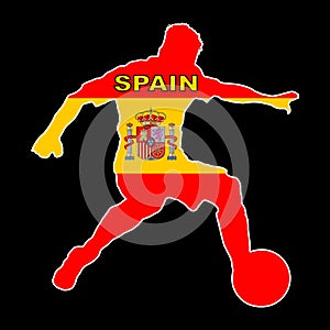 Spanish Footballer With Colors Of The Flag Of Spaim