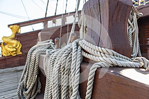 Spanish galleon battle ship replica in port of Genova city