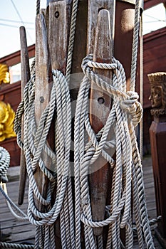 Spanish galleon battle ship replica in port of Genova city