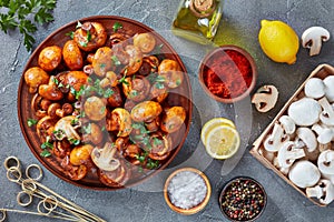 Spanish Garlic paprika Mushroom on a plate