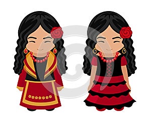 Spanish girls in national costumes.