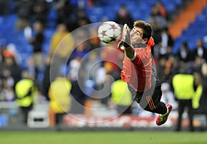Spanish goalkeeper of Real Madrid Iker Casillas in action