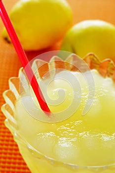 spanish granizado de limon, a semi frozen dessert made with lemon juice and sugar