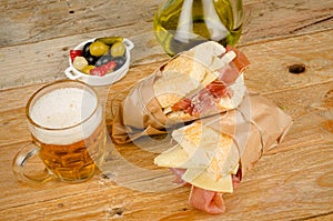 Spanish ham and cheese sandwich