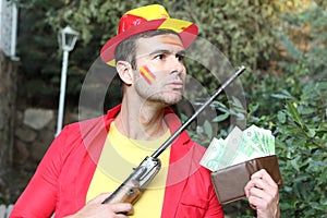 Spanish hunter with full wallet