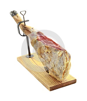 Spanish iberian ham. Jamon Serrano. Isolated on white background