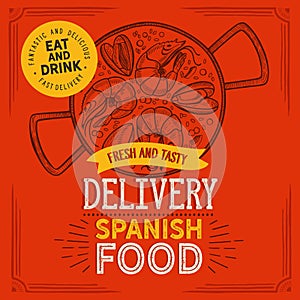 Spanish illustration - paella delivery