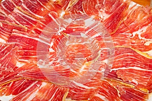 Spanish jamon iberico sliced