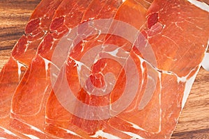 Spanish jamon iberico sliced photo
