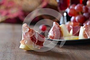 Spanish jamon with melon
