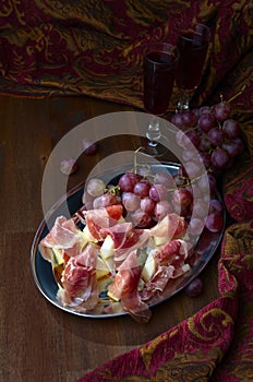 Spanish jamon with melon