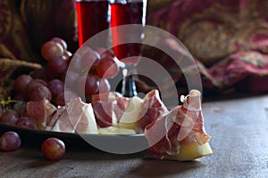 Spanish jamon with melon