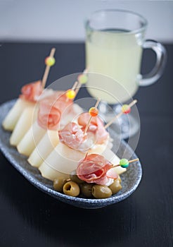 Spanish jamon with melon snack