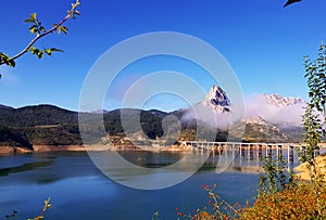 Spanish lake with a mountain in the background