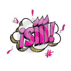 Spanish language comic text sound pop art